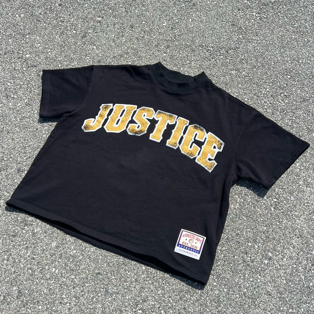 “JUSTICE THE BARBER” Varsity Oversized/Cropped Tee