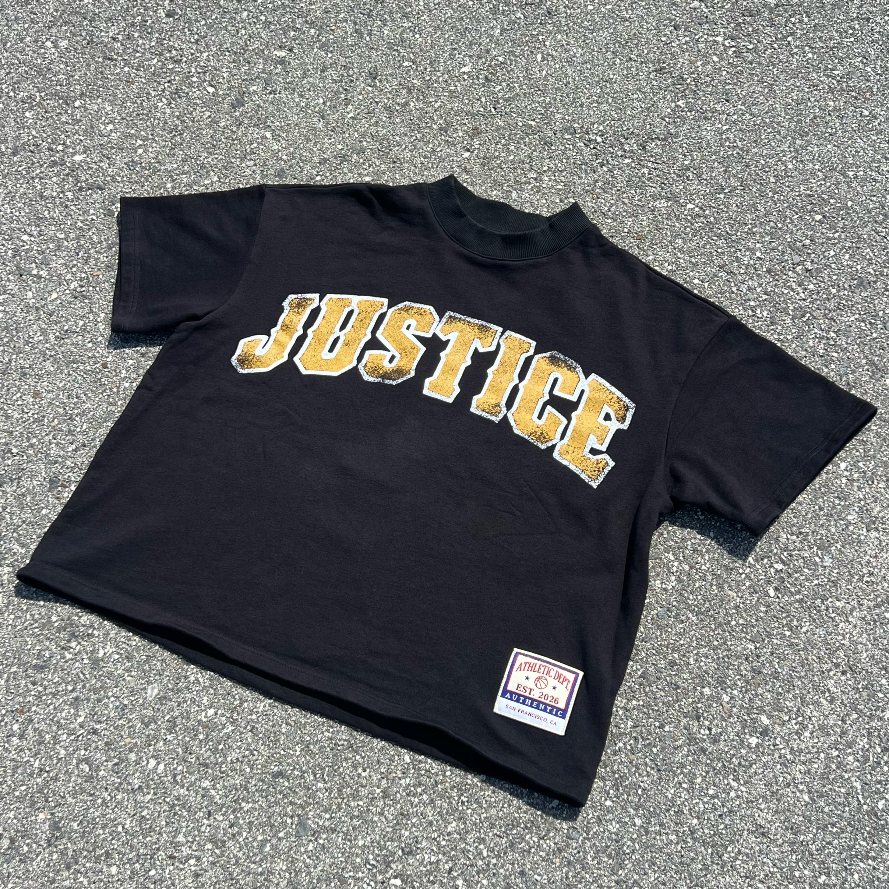 “JUSTICE THE BARBER” Varsity Oversized/Cropped Tee